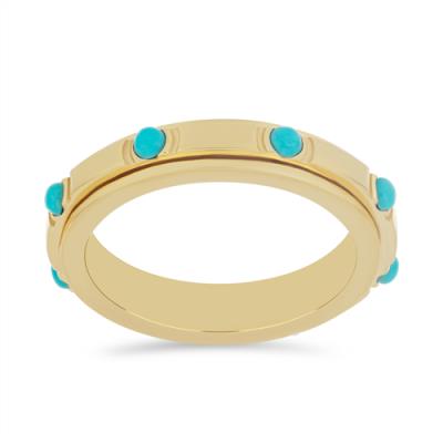 BUY 925 SILVER NATURAL BLUE TURQUOISE REVOLVING RING